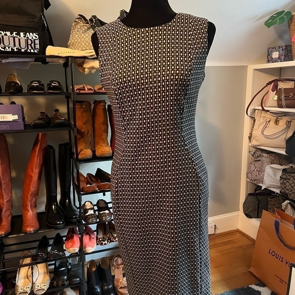 CALVIN KLEIN Black & White Check Shift Dress - Picture 4 of 7
